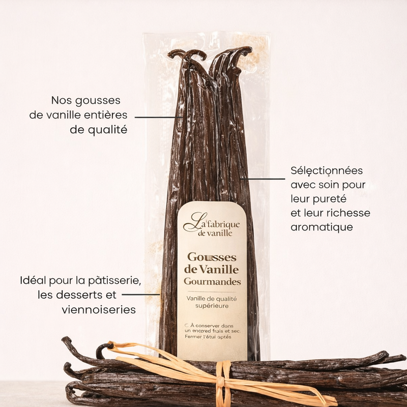 20 Gousses de Vanille Bourbon Madagascar - 16 à 18 cm